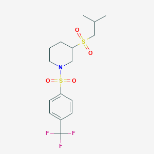 molecular formula C16H22F3NO4S2 B2384130 3-(2-Methylpropanesulfonyl)-1-[4-(trifluoromethyl)benzenesulfonyl]piperidine CAS No. 2097918-67-5