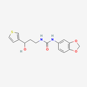 molecular formula C15H16N2O4S B2384131 1-(苯并[d][1,3]二氧杂环-5-基)-3-(3-羟基-3-(噻吩-3-基)丙基)脲 CAS No. 2034549-29-4