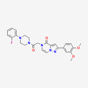 molecular formula C26H26FN5O4 B2384132 2-(3,4-dimethoxyphenyl)-5-{2-[4-(2-fluorophenyl)piperazin-1-yl]-2-oxoethyl}pyrazolo[1,5-a]pyrazin-4(5H)-one CAS No. 941876-90-0