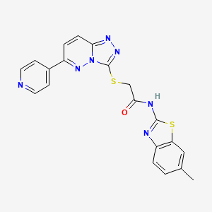 molecular formula C20H15N7OS2 B2384136 N-(6-methylbenzo[d]thiazol-2-yl)-2-((6-(pyridin-4-yl)-[1,2,4]triazolo[4,3-b]pyridazin-3-yl)thio)acetamide CAS No. 891111-47-0