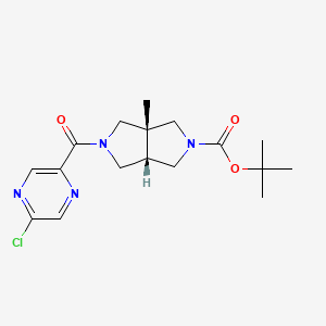 molecular formula C17H23ClN4O3 B2384145 Tert-butyl (3aR,6aS)-2-(5-chloropyrazine-2-carbonyl)-3a-methyl-3,4,6,6a-tetrahydro-1H-pyrrolo[3,4-c]pyrrole-5-carboxylate CAS No. 2378490-78-7
