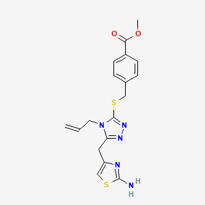 molecular formula C18H19N5O2S2 B2384161 methyl 4-[({4-allyl-5-[(2-amino-1,3-thiazol-4-yl)methyl]-4H-1,2,4-triazol-3-yl}thio)methyl]benzoate CAS No. 690642-96-7