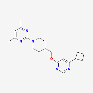 molecular formula C20H27N5O B2384170 2-(4-(((6-环丁基嘧啶-4-基)氧基)甲基)哌啶-1-基)-4,6-二甲基嘧啶 CAS No. 2309713-06-0