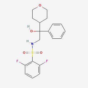 molecular formula C19H21F2NO4S B2384178 2,6-difluoro-N-(2-hydroxy-2-phenyl-2-(tetrahydro-2H-pyran-4-yl)ethyl)benzenesulfonamide CAS No. 2034455-76-8