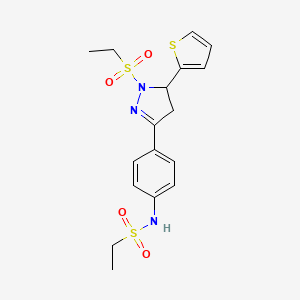 B2384179 N-[4-(2-ethylsulfonyl-3-thiophen-2-yl-3,4-dihydropyrazol-5-yl)phenyl]ethanesulfonamide CAS No. 851781-94-7