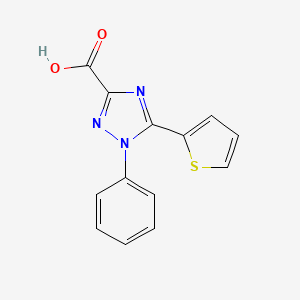molecular formula C13H9N3O2S B2384181 1-phenyl-5-(thiophen-2-yl)-1H-1,2,4-triazole-3-carboxylic acid CAS No. 929974-83-4