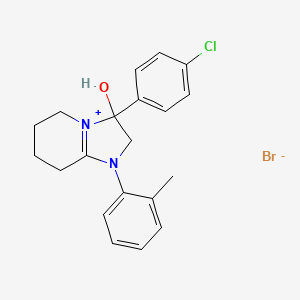 molecular formula C20H22BrClN2O B2384182 3-(4-Chlorophenyl)-3-hydroxy-1-(o-tolyl)-2,3,5,6,7,8-hexahydroimidazo[1,2-a]pyridin-1-ium bromide CAS No. 1107549-70-1