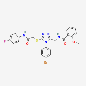 molecular formula C25H21BrFN5O3S B2384186 N-((4-(4-溴苯基)-5-((2-((4-氟苯基)氨基)-2-氧代乙基)硫)-4H-1,2,4-三唑-3-基)甲基)-2-甲氧基苯甲酰胺 CAS No. 393840-88-5