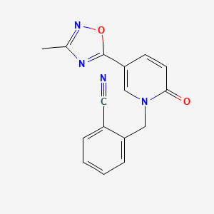 molecular formula C16H12N4O2 B2384188 2-{[5-(3-methyl-1,2,4-oxadiazol-5-yl)-2-oxopyridin-1(2H)-yl]methyl}benzonitrile CAS No. 1396863-58-3