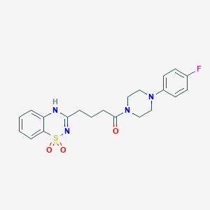 molecular formula C21H23FN4O3S B2384191 3-{4-[4-(4-fluorophenyl)piperazin-1-yl]-4-oxobutyl}-2H-1,2,4-benzothiadiazine 1,1-dioxide CAS No. 1216854-63-5