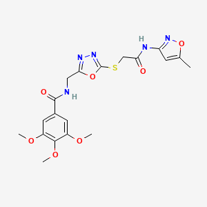 B2384199 3,4,5-trimethoxy-N-((5-((2-((5-methylisoxazol-3-yl)amino)-2-oxoethyl)thio)-1,3,4-oxadiazol-2-yl)methyl)benzamide CAS No. 851784-32-2