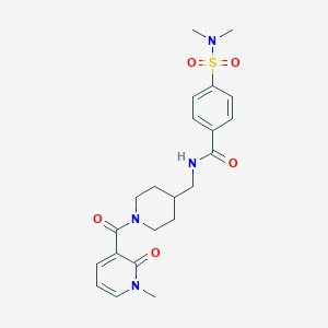 molecular formula C22H28N4O5S B2384200 4-(N,N-二甲基氨磺酰基)-N-((1-(1-甲基-2-氧代-1,2-二氢吡啶-3-甲酰基)哌啶-4-基)甲基)苯甲酰胺 CAS No. 1235329-36-8