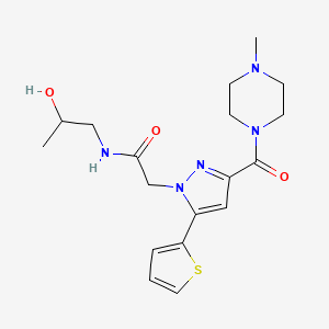 N-(2-hydroxypropyl)-2-(3-(4-methylpiperazine-1-carbonyl)-5-(thiophen-2-yl)-1H-pyrazol-1-yl)acetamide