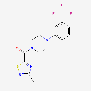 molecular formula C15H15F3N4OS B2384221 (3-Methyl-1,2,4-thiadiazol-5-yl)(4-(3-(trifluoromethyl)phenyl)piperazin-1-yl)methanone CAS No. 1448054-46-3