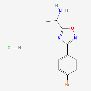 molecular formula C10H11BrClN3O B2384227 盐酸1-[3-(4-溴苯基)-1,2,4-恶二唑-5-基]乙胺 CAS No. 1394041-36-1