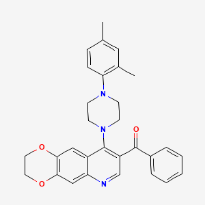 molecular formula C30H29N3O3 B2384228 {9-[4-(2,4-Dimethylphenyl)piperazin-1-yl]-2,3-dihydro[1,4]dioxino[2,3-g]quinolin-8-yl}(phenyl)methanone CAS No. 872205-96-4