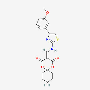 molecular formula C20H20N2O5S B2384230 3-(((4-(3-Methoxyphenyl)thiazol-2-yl)amino)methylene)-1,5-dioxaspiro[5.5]undecane-2,4-dione CAS No. 1170117-32-4