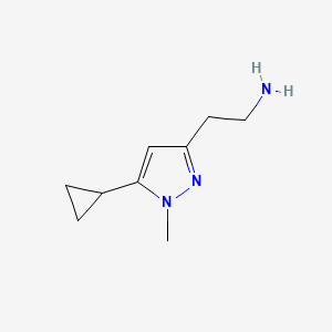 molecular formula C9H15N3 B2384232 2-(5-Cyclopropyl-1-methylpyrazol-3-yl)ethylamine CAS No. 1226363-76-3