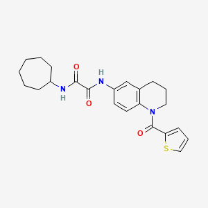 molecular formula C23H27N3O3S B2384239 N-cycloheptyl-N'-[1-(thiophene-2-carbonyl)-3,4-dihydro-2H-quinolin-6-yl]oxamide CAS No. 899945-30-3