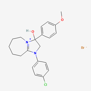 molecular formula C21H24BrClN2O2 B2384248 1-(4-chlorophenyl)-3-hydroxy-3-(4-methoxyphenyl)-3,5,6,7,8,9-hexahydro-2H-imidazo[1,2-a]azepin-1-ium bromide CAS No. 1101776-47-9