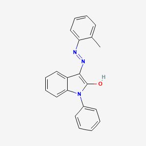 molecular formula C21H17N3O B2384250 1-phenyl-1H-indole-2,3-dione 3-[N-(2-methylphenyl)hydrazone] CAS No. 303984-72-7