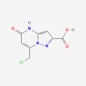 molecular formula C8H6ClN3O3 B2384260 7-(Chloromethyl)-5-oxo-4,5-dihydropyrazolo[1,5-a]pyrimidine-2-carboxylic acid CAS No. 869947-01-3