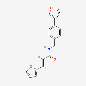 molecular formula C18H15NO3 B2384272 (E)-3-(furan-2-yl)-N-(4-(furan-3-yl)benzyl)acrylamide CAS No. 2034894-19-2