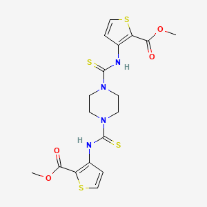 molecular formula C18H20N4O4S4 B2384278 Dimethyl 3,3'-[piperazine-1,4-diylbis(carbonothioylimino)]dithiophene-2-carboxylate CAS No. 892273-22-2
