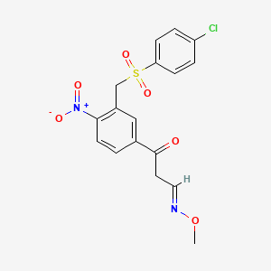molecular formula C17H15ClN2O6S B2384282 3-(3-{[(4-chlorophenyl)sulfonyl]methyl}-4-nitrophenyl)-3-oxopropanal O-methyloxime CAS No. 303145-56-4