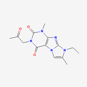 molecular formula C14H17N5O3 B2384288 8-乙基-1,7-二甲基-3-(2-氧丙基)-1H-咪唑并[2,1-f]嘌呤-2,4(3H,8H)-二酮 CAS No. 876671-34-0