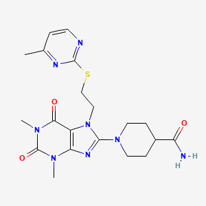 1-[1,3-Dimethyl-7-[2-(4-methylpyrimidin-2-yl)sulfanylethyl]-2,6-dioxopurin-8-yl]piperidine-4-carboxamide