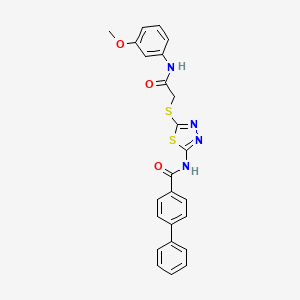 molecular formula C24H20N4O3S2 B2384297 N-(5-((2-((3-methoxyphenyl)amino)-2-oxoethyl)thio)-1,3,4-thiadiazol-2-yl)-[1,1'-biphenyl]-4-carboxamide CAS No. 868974-56-5