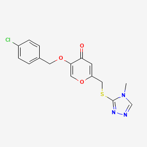 5-((4-chlorobenzyl)oxy)-2-(((4-methyl-4H-1,2,4-triazol-3-yl)thio)methyl)-4H-pyran-4-one