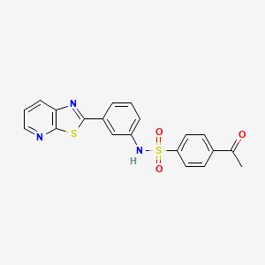 molecular formula C20H15N3O3S2 B2384304 4-acetyl-N-(3-(thiazolo[5,4-b]pyridin-2-yl)phenyl)benzenesulfonamide CAS No. 896679-06-4