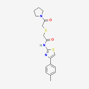 molecular formula C18H21N3O2S2 B2384308 2-((2-oxo-2-(pyrrolidin-1-yl)ethyl)thio)-N-(4-(p-tolyl)thiazol-2-yl)acetamide CAS No. 681222-31-1