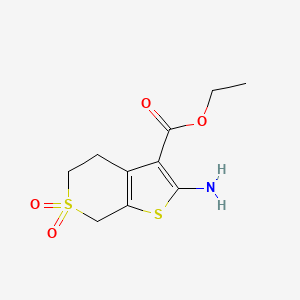 molecular formula C10H13NO4S2 B2384324 ethyl 2-amino-4,7-dihydro-5H-thieno[2,3-c]thiopyran-3-carboxylate 6,6-dioxide CAS No. 474843-59-9