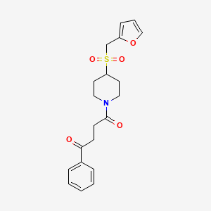molecular formula C20H23NO5S B2384339 1-(4-((Furan-2-ylmethyl)sulfonyl)piperidin-1-yl)-4-phenylbutane-1,4-dione CAS No. 1448064-83-2