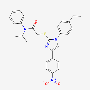 molecular formula C28H28N4O3S B2384345 2-((1-(4-ethylphenyl)-4-(4-nitrophenyl)-1H-imidazol-2-yl)thio)-N-isopropyl-N-phenylacetamide CAS No. 326004-40-4