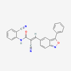 molecular formula C24H14N4O2 B2384348 (E)-2-cyano-N-(2-cyanophenyl)-3-(3-phenylbenzo[c]isoxazol-5-yl)acrylamide CAS No. 868154-47-6
