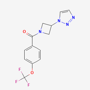 molecular formula C13H11F3N4O2 B2384366 (3-(1H-1,2,3-triazol-1-yl)azetidin-1-yl)(4-(trifluoromethoxy)phenyl)methanone CAS No. 2034522-54-6