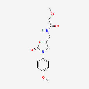molecular formula C14H18N2O5 B2384370 2-methoxy-N-((3-(4-methoxyphenyl)-2-oxooxazolidin-5-yl)methyl)acetamide CAS No. 955246-90-9