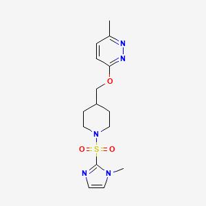 molecular formula C15H21N5O3S B2384371 3-Methyl-6-[[1-(1-methylimidazol-2-yl)sulfonylpiperidin-4-yl]methoxy]pyridazine CAS No. 2320925-61-7