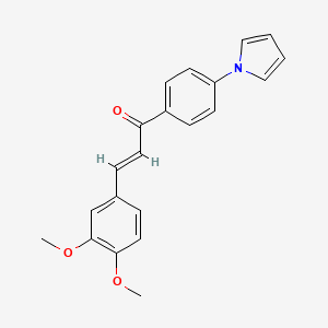 molecular formula C21H19NO3 B2384389 (E)-3-(3,4-dimethoxyphenyl)-1-(4-pyrrol-1-ylphenyl)prop-2-en-1-one CAS No. 1393645-69-6