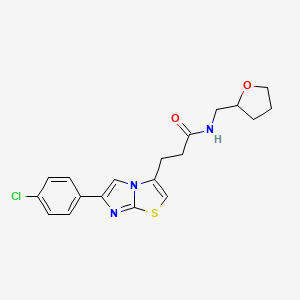 molecular formula C19H20ClN3O2S B2384390 3-(6-(4-氯苯基)咪唑并[2,1-b]噻唑-3-基)-N-((四氢呋喃-2-基)甲基)丙酰胺 CAS No. 1040646-30-7