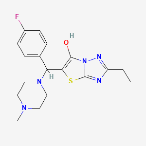 molecular formula C18H22FN5OS B2384405 2-乙基-5-((4-氟苯基)(4-甲基哌嗪-1-基)甲基)噻唑并[3,2-b][1,2,4]三唑-6-醇 CAS No. 887219-41-2
