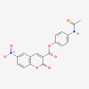 molecular formula C18H12N2O7 B2384425 (4-乙酰氨基苯基)6-硝基-2-氧代色满-3-羧酸酯 CAS No. 700853-74-3