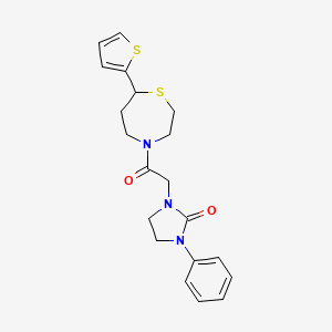 molecular formula C20H23N3O2S2 B2384428 1-(2-氧代-2-(7-(噻吩-2-基)-1,4-噻氮杂环-4-基)乙基)-3-苯基咪唑烷-2-酮 CAS No. 1704637-39-7