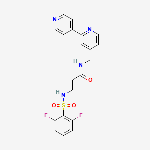 molecular formula C20H18F2N4O3S B2384432 N-([2,4'-联吡啶]-4-基甲基)-3-(2,6-二氟苯磺酰氨基)丙酰胺 CAS No. 2034394-84-6