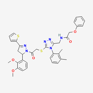 molecular formula C36H36N6O5S2 B2384434 N-((5-((2-(5-(2,3-二甲氧基苯基)-3-(噻吩-2-基)-4,5-二氢-1H-吡唑-1-基)-2-氧代乙基)硫代)-4-(2,3-二甲基苯基)-4H-1,2,4-三唑-3-基)甲基)-2-苯氧基乙酰胺 CAS No. 393585-34-7