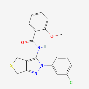 molecular formula C19H16ClN3O2S B2384436 N-(2-(3-chlorophenyl)-4,6-dihydro-2H-thieno[3,4-c]pyrazol-3-yl)-2-methoxybenzamide CAS No. 450340-72-4
